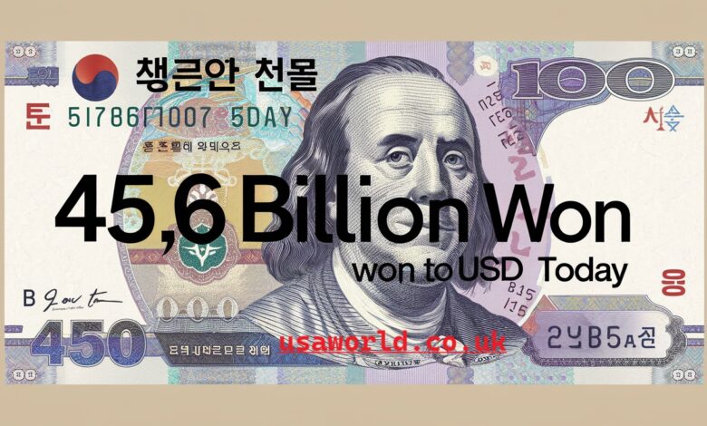 45.6 billion won to usd today